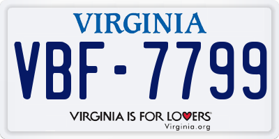 VA license plate VBF7799