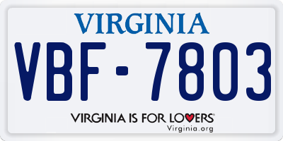 VA license plate VBF7803