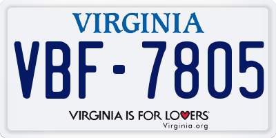 VA license plate VBF7805