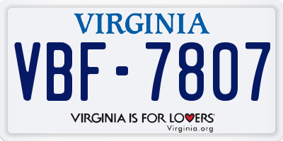 VA license plate VBF7807