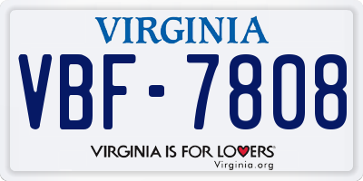 VA license plate VBF7808
