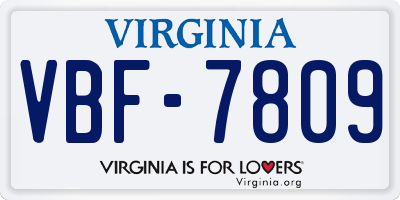 VA license plate VBF7809