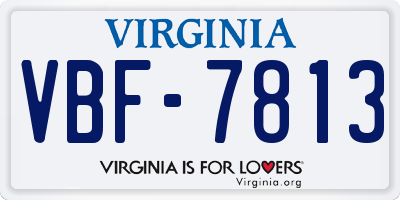 VA license plate VBF7813