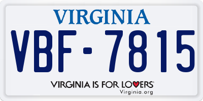 VA license plate VBF7815