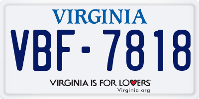 VA license plate VBF7818