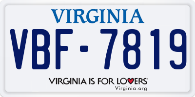 VA license plate VBF7819