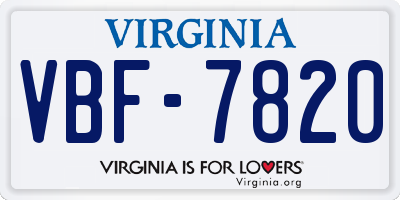 VA license plate VBF7820