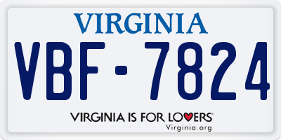 VA license plate VBF7824