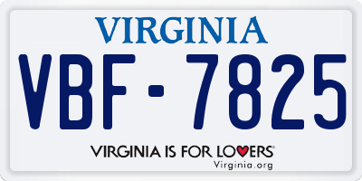 VA license plate VBF7825
