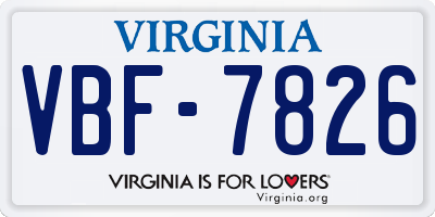 VA license plate VBF7826