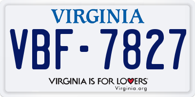 VA license plate VBF7827