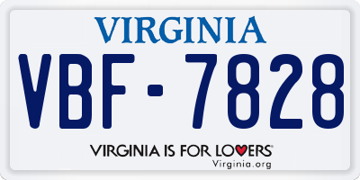 VA license plate VBF7828