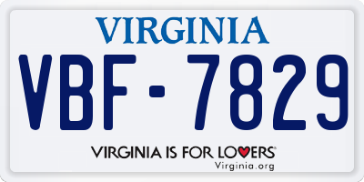 VA license plate VBF7829