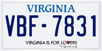 VA license plate VBF7831
