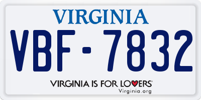 VA license plate VBF7832