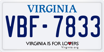 VA license plate VBF7833