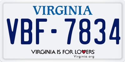 VA license plate VBF7834
