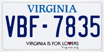 VA license plate VBF7835
