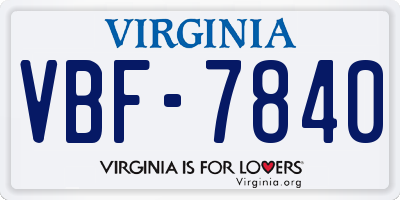 VA license plate VBF7840