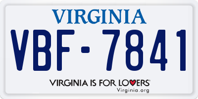 VA license plate VBF7841