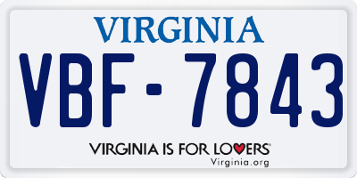 VA license plate VBF7843