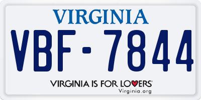 VA license plate VBF7844