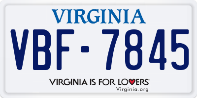 VA license plate VBF7845