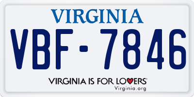 VA license plate VBF7846