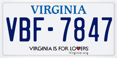 VA license plate VBF7847