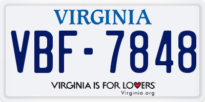 VA license plate VBF7848