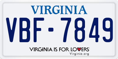VA license plate VBF7849