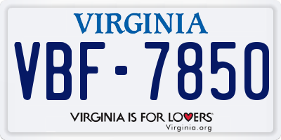 VA license plate VBF7850