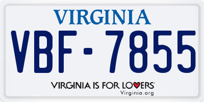 VA license plate VBF7855
