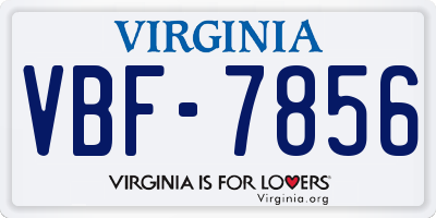 VA license plate VBF7856