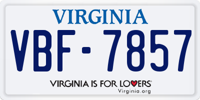 VA license plate VBF7857