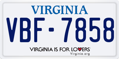 VA license plate VBF7858