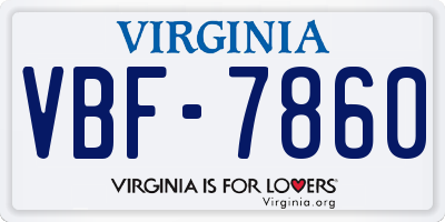 VA license plate VBF7860