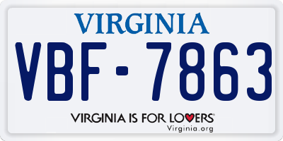 VA license plate VBF7863