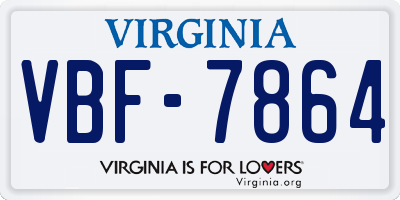VA license plate VBF7864