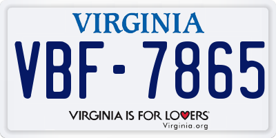VA license plate VBF7865