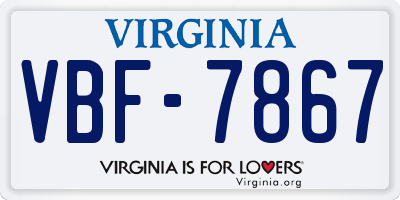 VA license plate VBF7867