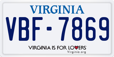 VA license plate VBF7869