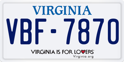VA license plate VBF7870