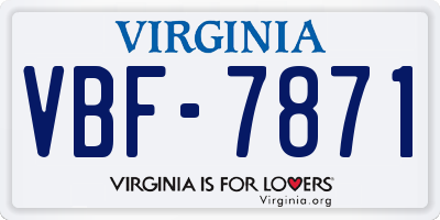VA license plate VBF7871
