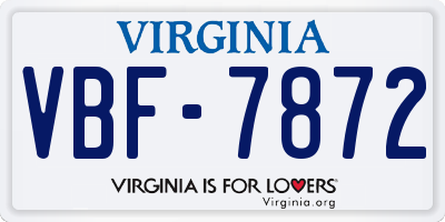 VA license plate VBF7872