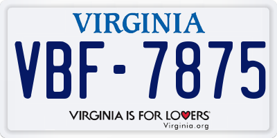 VA license plate VBF7875