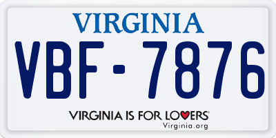 VA license plate VBF7876