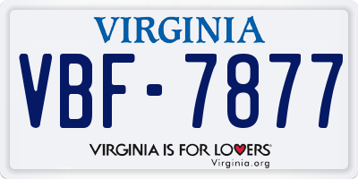 VA license plate VBF7877