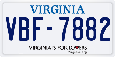 VA license plate VBF7882