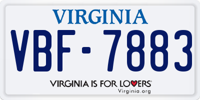 VA license plate VBF7883